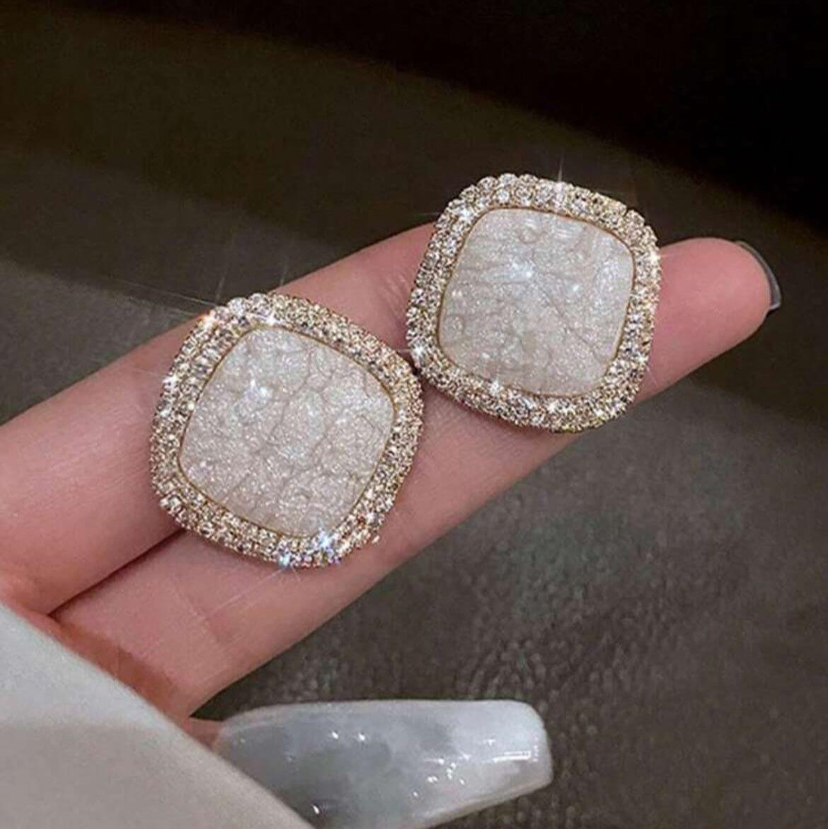 Square Ivory Studs