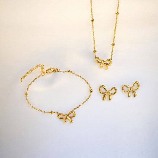 Bow Set - Necklace, Bracelet and Studs